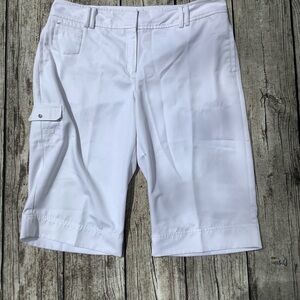 Izod White Bermuda Long Shorts Knee-Length Cotton Blend Spring Summer Vacation